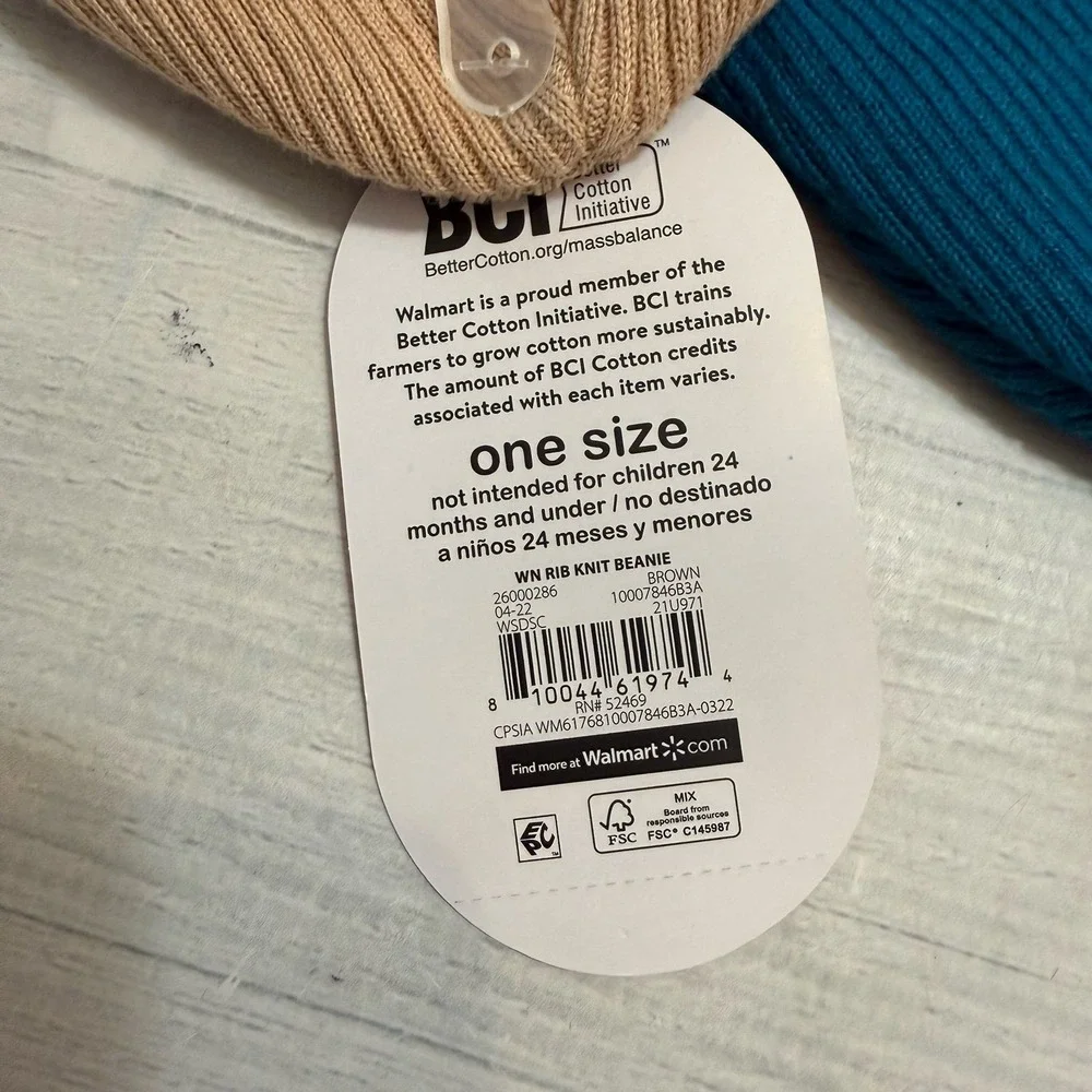 Wonder nation‎ toddler lightweight ribbed beanie hat teal and beige NEW